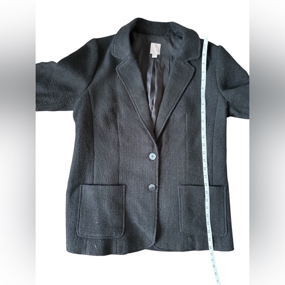 J.Jill Textured woven Knit Blazer Women’s size MED black wool blend 2 button - Picture 6 of 7